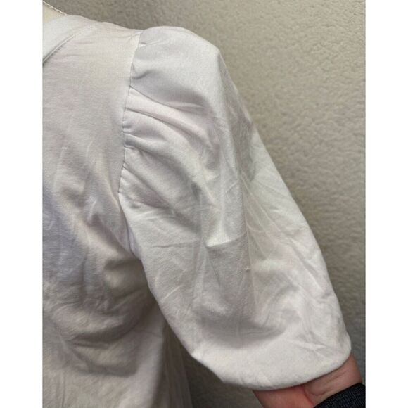 Boston Proper White Cotton/Modal Shirt Womens Casual Top One Shoulder Size M - Picture 4 of 9